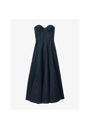 Womens Reiss Rosa Strapless Denim Midi Dress