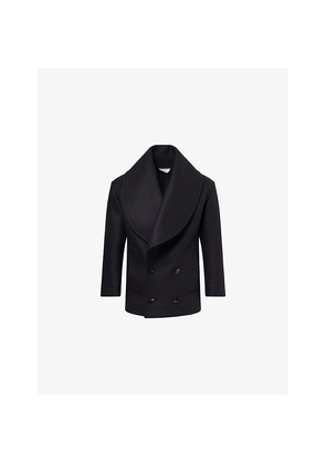 Womens Bottega Veneta Shawl-Lapel Short Wool Coat