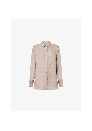 Womens Heidi Klein Zakynthos Long-Sleeve Linen Beach Shirt