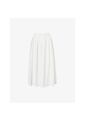 Womens Weekend Max Mara Pio Embroidered Cotton and Linen Midi Skirt