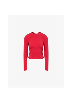 Womens Good American Long-Sleeve Super Stretch-Cotton Top