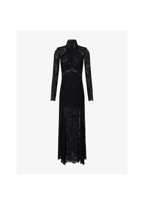 Womens Rabanne Lace Long-Sleeves Stretch-Woven Maxi Dress