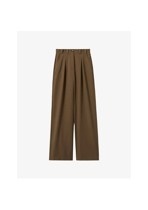 Womens Claudie Pierlot Straight-Leg High-Rise Stretch-Cotton Trousers