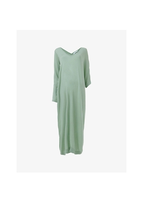 Womens Leem Asymmetric Neck Stretch-Knit Maxi Dress