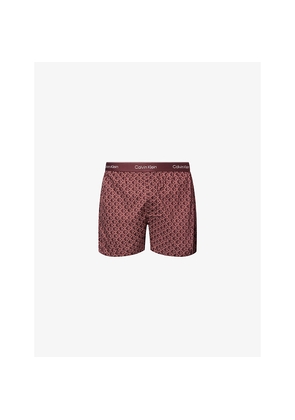 Mens Calvin Klein Printed Mid-Rise Cotton-Poplin Pyjama Shorts