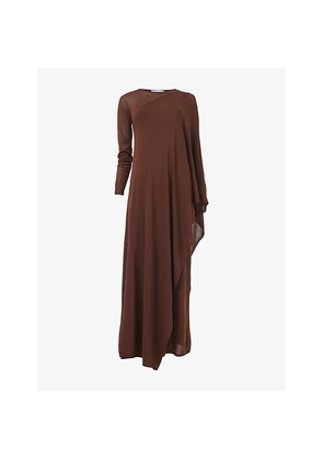 Womens Leem Asymmetric-Sleeve Knitted Maxi Dress