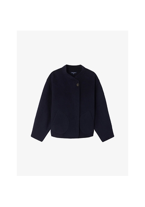 Womens Soeur Windsor Asymmetric-Collar Wool-Blend Coat