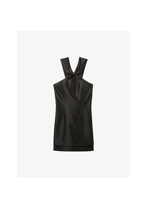 Womens Claudie Pierlot Sleeveless Bow-Appliqué Stretch-Woven Mini Dress