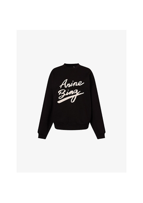 Womens Anine Bing Miles Chenille-Patch Cotton-Jersey Sweatshirt