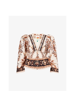 Womens Farm Rio Majestic Puff-Sleeved Cotton Blouse