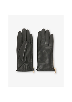 Womens Whistles Zipped Leather Gloves