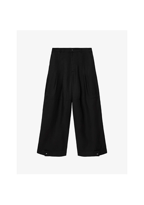 Womens Allsaints Sherell Barrel-Leg High-Rise Lyocell and Linen-Blend Trousers