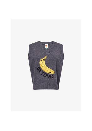 Womens Farm Rio Banana Motif Wool-Blend Knitted Vest