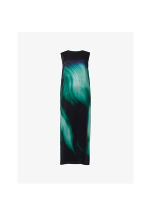 Womens Leem Sleeveless Printed Silk Midi Dress