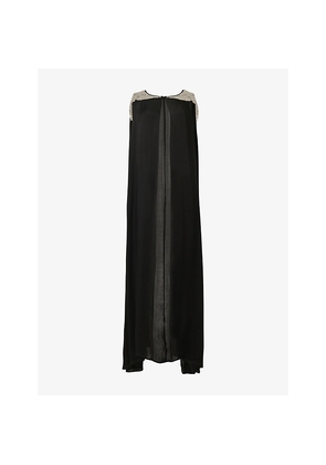 Womens Leem Jewelled-Shoulder Woven Cape