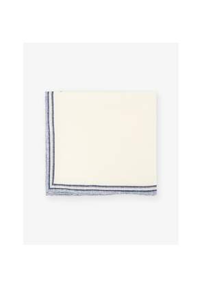 Mens Eleventy Rolled-Edge Trim Wool-Blend Pocket Square