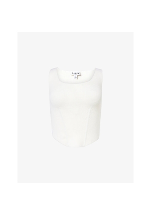 Womens Alaia Scoop-Neck Corset Wool-Blend Top