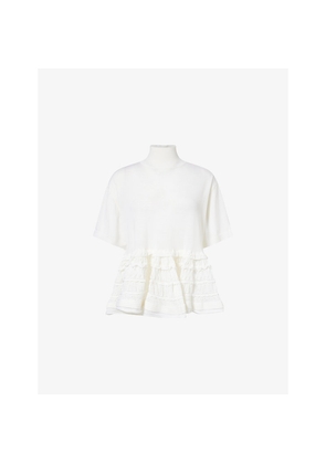 Womens Alaia Ruffled Peplum Wool Top