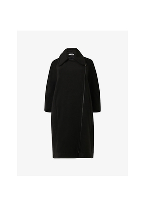 Womens Leem Boxy Wool-Blend Biker Coat