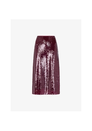 Womens Whistles Sequin Regular-Fit Stretch-Woven Midi Skirt