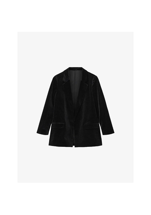 Womens Allsaints Aleida Single-Breasted Velvet Blazer
