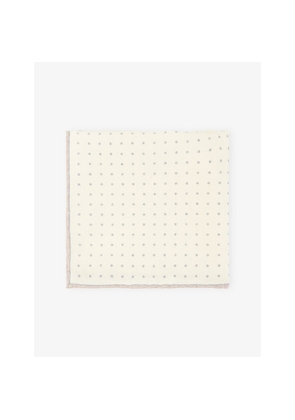 Mens Eleventy Polka-Dot Wool and Cotton-Blend Pocket Square