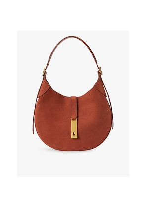 Womens Polo Ralph Lauren Polo Id Small Suede Shoulder Bag