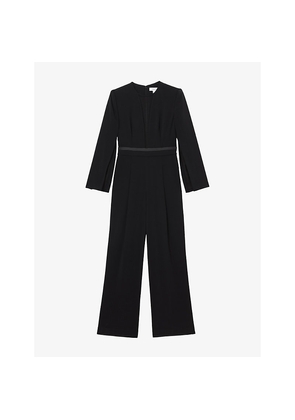 Womens Reiss Evora Split-Sleeve Stretch-Woven Jumpsuit