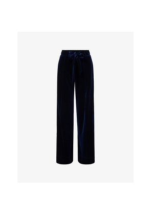 Womens Me And Em Fluid Velour Wide-Leg Stretch-Woven Track Trousers