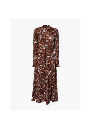 Womens Me And Em Feather-Print High-Neck Jersey Maxi Dress