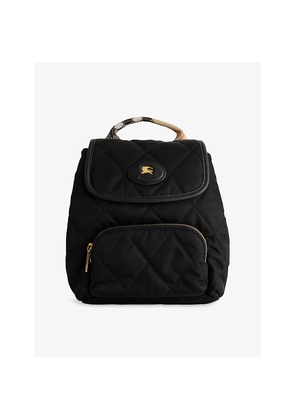 Womens Burberry Mini Horseshoe Woven Backpack