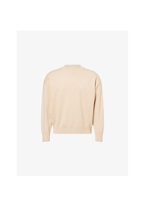 Womens Lounge Underwear Brand-Patch Round-Neck Knitted Jumper