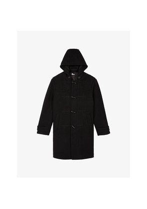 Mens The Kooples Hooded Regular-Fit Wool-Blend Coat