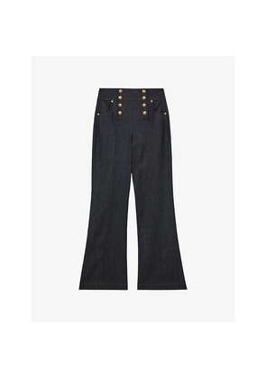 Womens Reiss Skylar Flared-Leg High-Rise Stretch-Denim Jeans