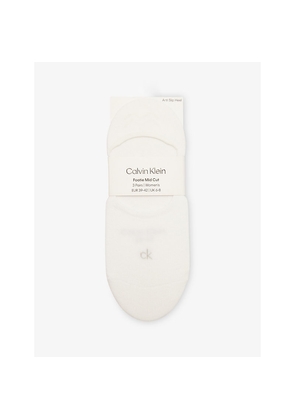 Womens Calvin Klein Logo No-Show Stretch-Cotton Socks