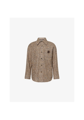 Mens Loewe Anagram-Patch Bouclé Wool-Blend Overshirt