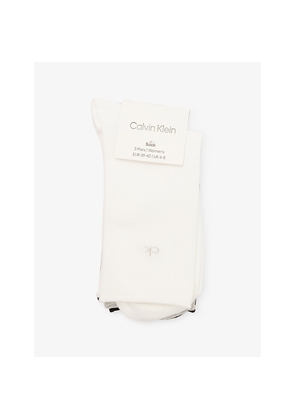 Womens Calvin Klein Rolltop Stretch-Cotton Socks Pack Of Three