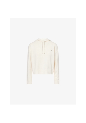 Womens Adanola Logo-Plaque Ribbed-Knit Wool Hoodie