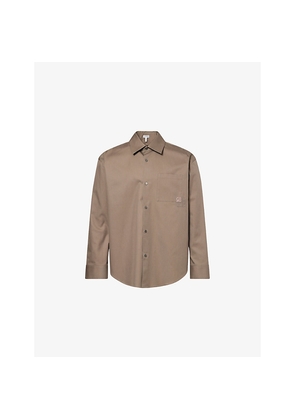 Mens Loewe Anagram Long-Sleeves Cotton-Poplin Shirt
