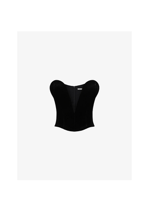 Womens House of CB Vienne Plunge-Neck Velvet-Jersey Corset Top