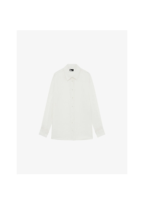 Womens The Kooples Collared Long-Sleeve Stretch-Silk Shirt