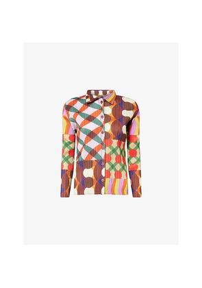 Womens Pleats Please Issey Miyake Harmony Long-Sleeves Knitted Shirt