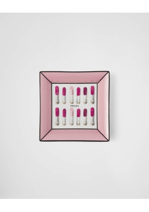 Large square porcelain catchall tray - Lipstick