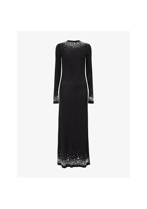 Womens Rabanne Studded Long-Sleeve Jersey Maxi Dress
