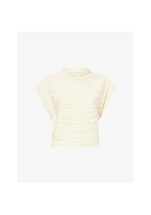 Womens Pleats Please Issey Miyake Funnel-Neck Knitted Vest Top