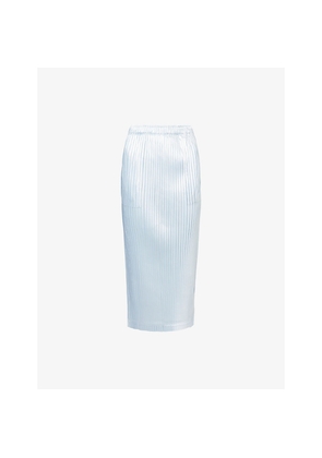 Womens Issey Miyake Glossed Metal Pleats Knitted Midi Skirt