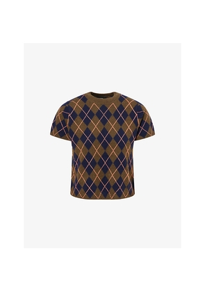 Womens Me And Em Argyle Cashmere-Knit Baby Tee