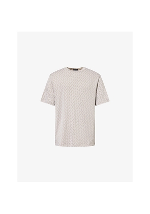 Mens Giorgio Armani Geometric-Print Short-Sleeves Knitted T-Shirt