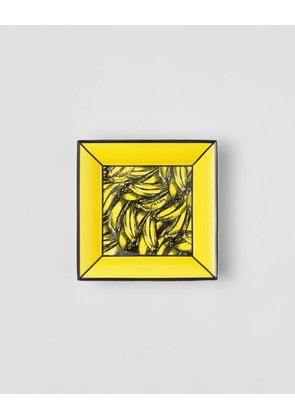 Large square porcelain catchall tray - Banana