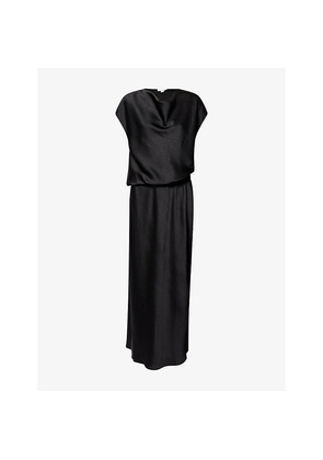 Womens Vince Cowl Cap-Sleeve Woven Midi Dress